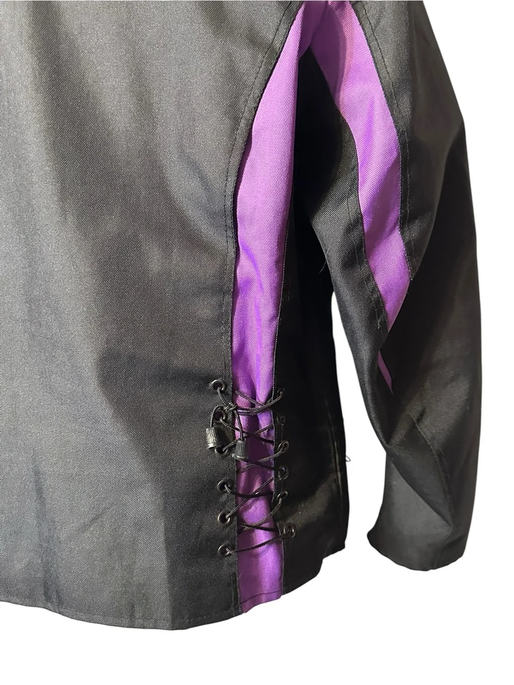 Vance Textiles Black Purple Moto Biker Jacket Lace Up Sides Y2K Cyber Large - Picture 9 of 14